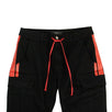 Cotton With Red Stripes Stack Track Cargo Pants - Black