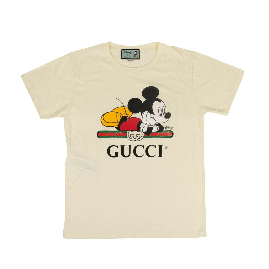 GUCCI x DISNEY Cotton Mickey Mouse Print Over-Sized T-Shirt - Off-White