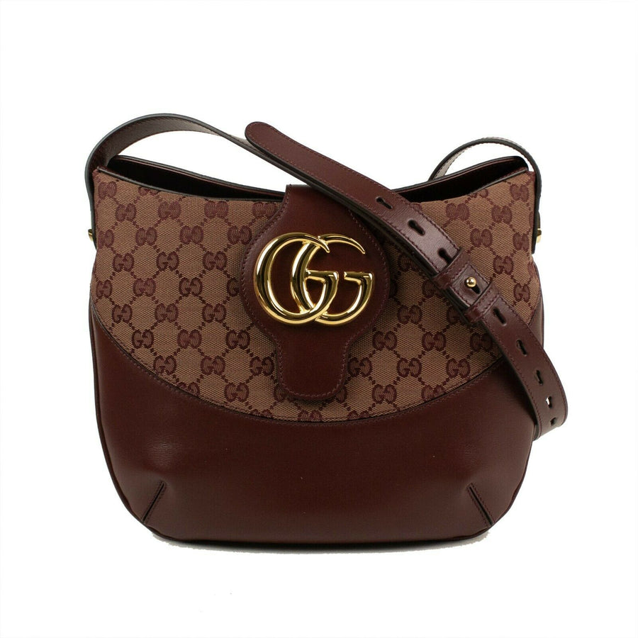 Leather Large GG Gold Logo 'Arli' Medium Shoulder Bag - Maroon