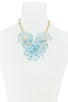 Clustered faux pearl flower statement necklace set