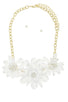 Clustered faux pearl flower statement necklace set