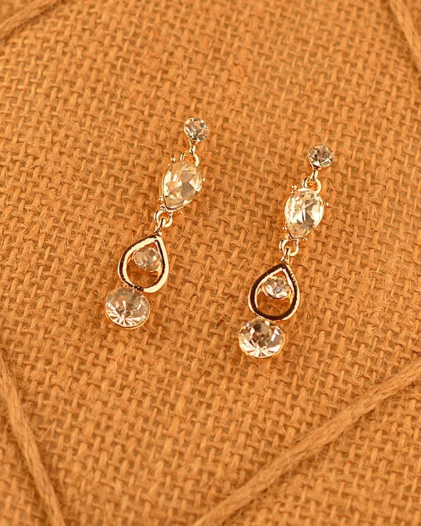 Rhinestones Accented Teardrop Dangler Earring