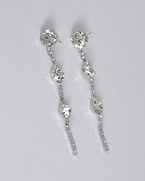 Rhinestone and Crystal Embellished Drop Earrings with Post Back Closure