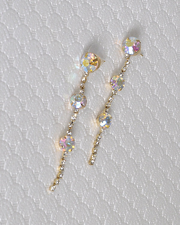 Rhinestone and Crystal Embellished Drop Earrings with Post Back Closure