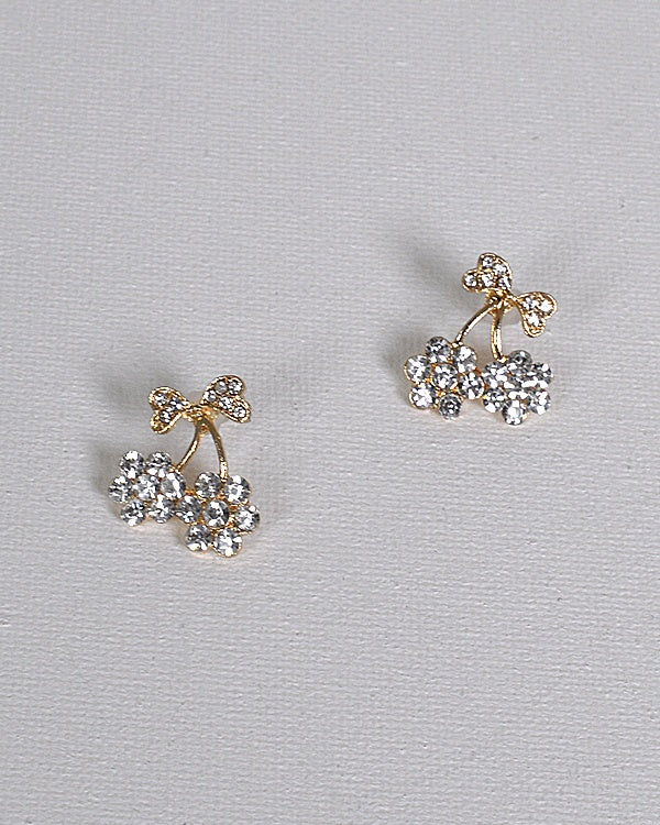 Crystal Decorated Bow Accented Drop Earrings