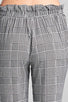 Ladies fashion plus size self ribbon detail long leg checked print woven pants