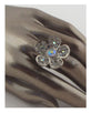 Flower rhinestone adjustable ring