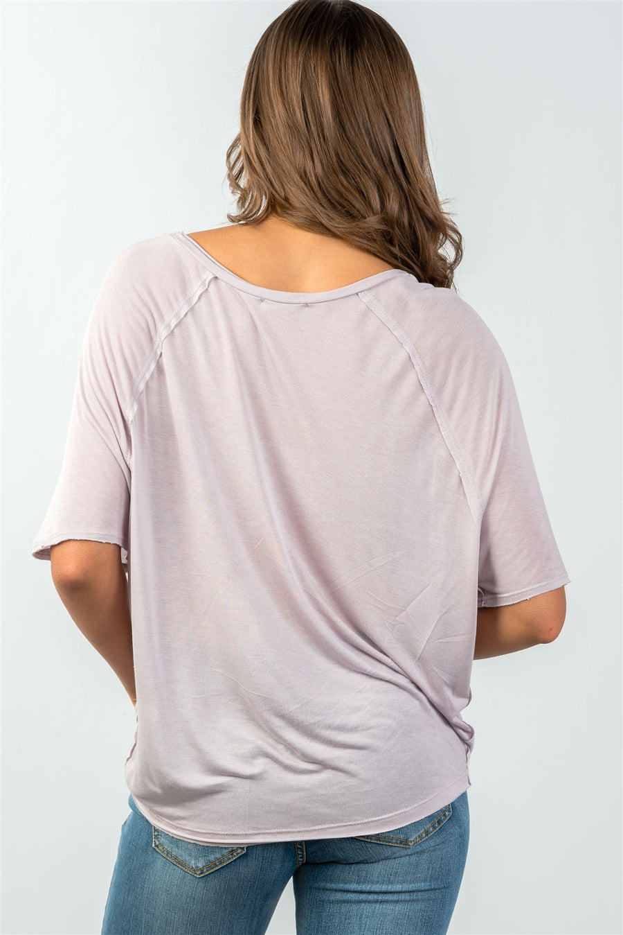 Ladies fashion scoop neckline semi sheer relaxed classic tee