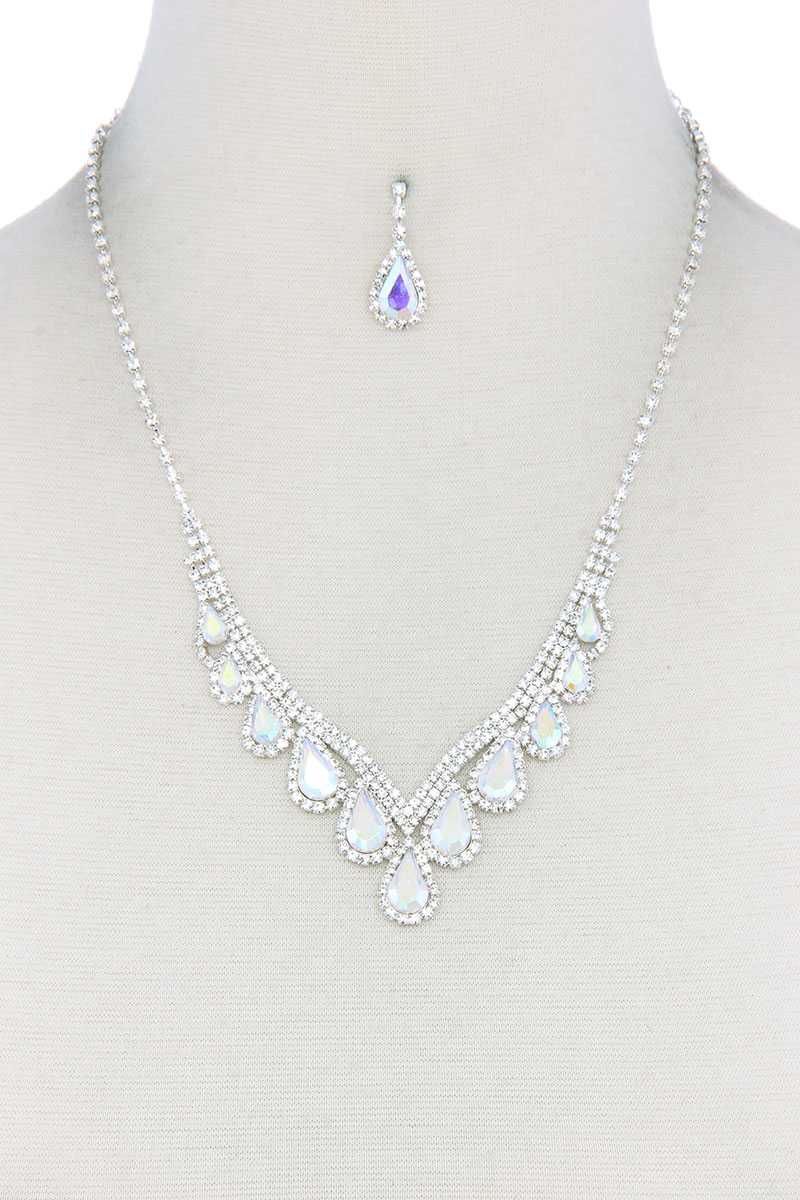 Teardrop Shape Rhinestone Necklace