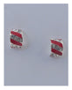 Striped stud earrings w/rhinestone