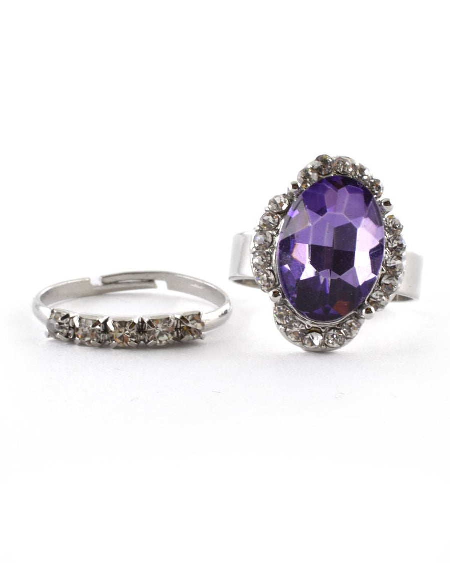 Crystal and Stone Studded Ring Set