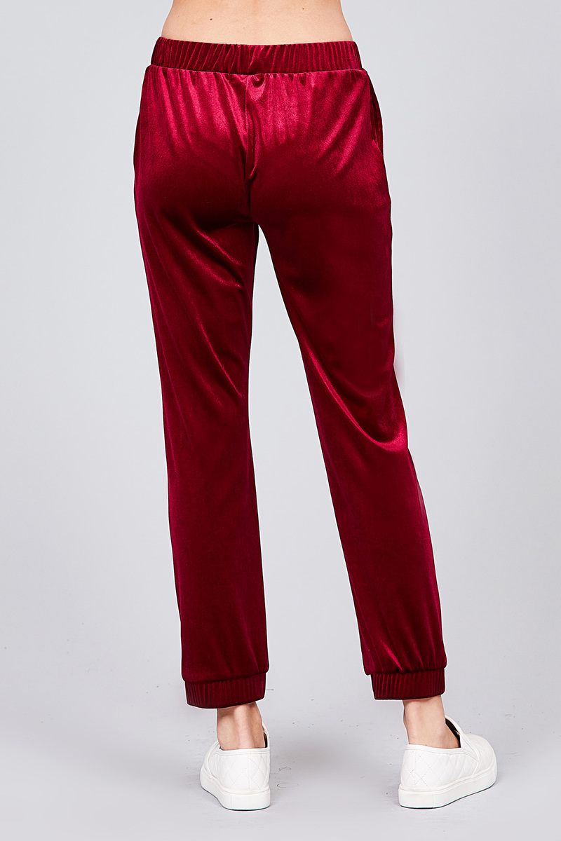 Ladies fashion plus size waist drawstring velvet jogger pants