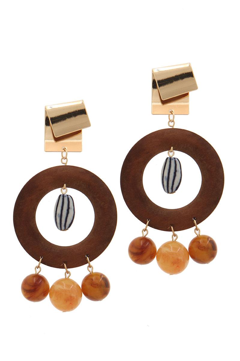 Cut out circle bead drop earring