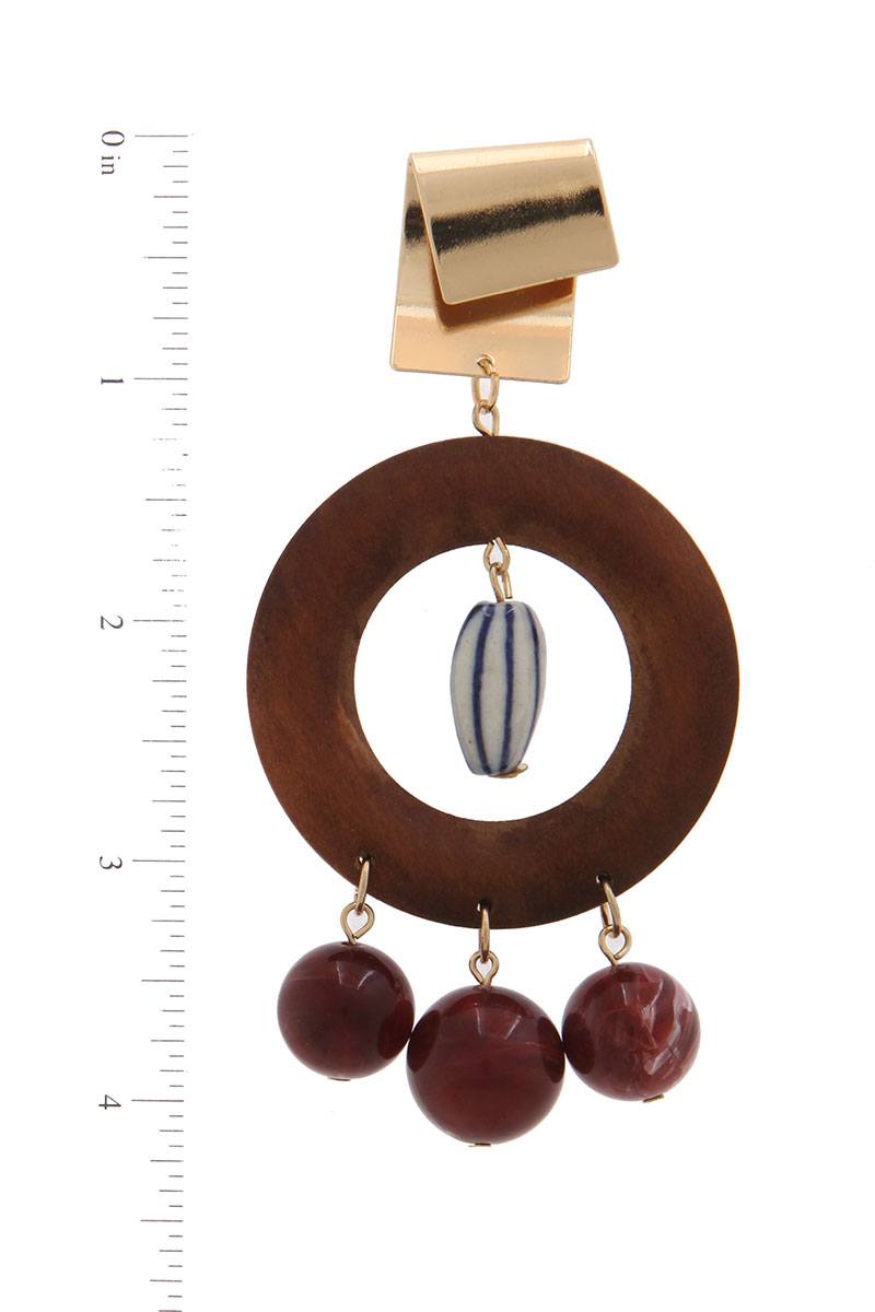 Cut out circle bead drop earring