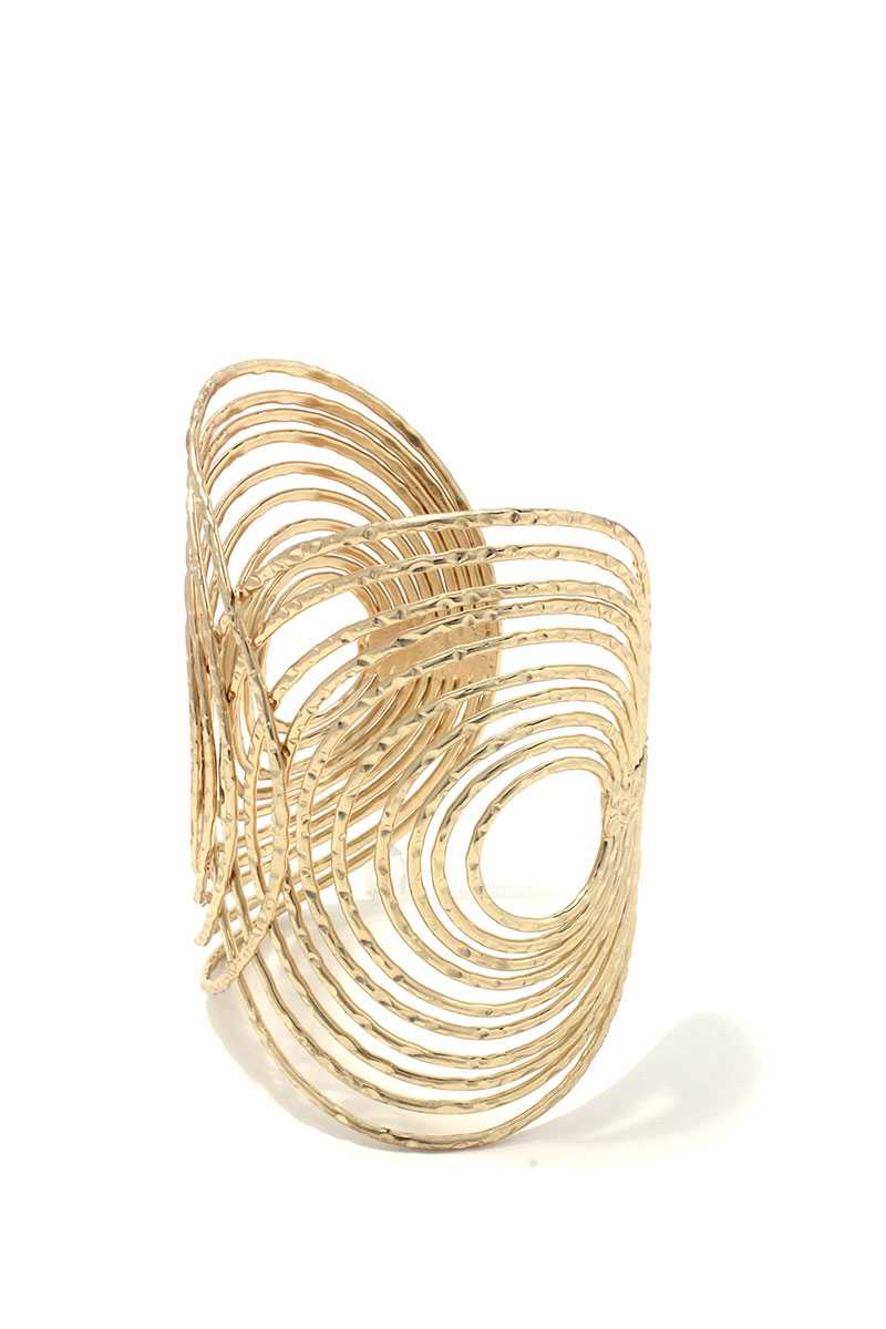 Textured wired design metal cuff bracelet