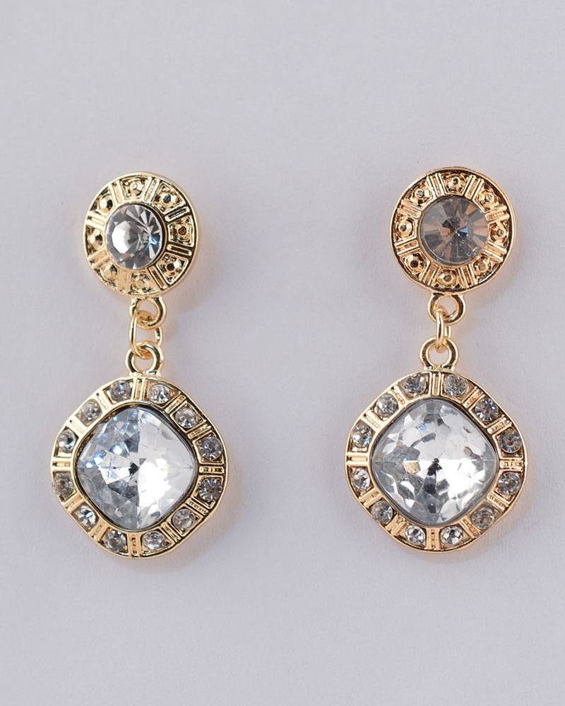 Faux Rhinestone Drop Earrings