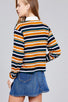 Ladies fashion long sleeve multi striped dty brushed shirts