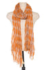 Squared pattern fringe end oblong scarf