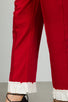 Ladies fashion red contrast ruffle hem ankle pants