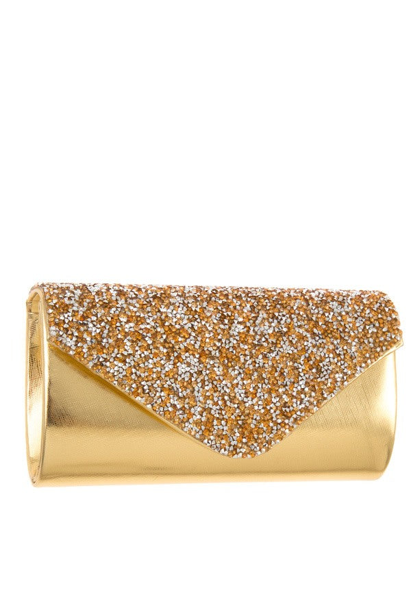 Encrusted rhinestone pave evening clutch bag