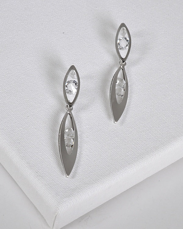 Double Elliptical Crystal Drop Earrings