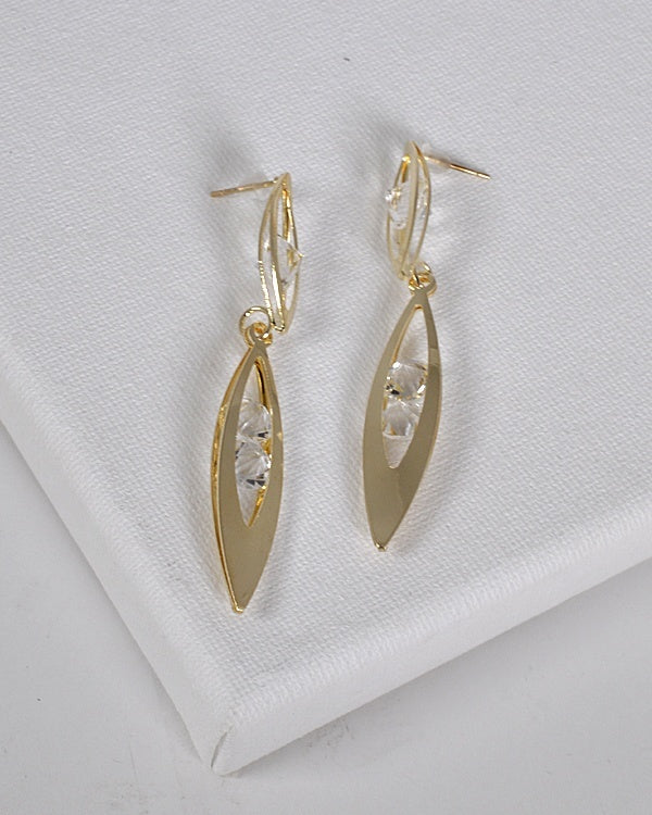 Double Elliptical Crystal Drop Earrings