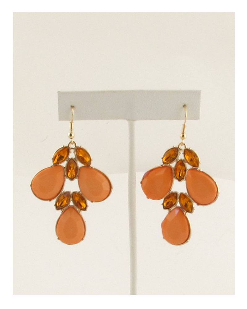 Multi-stone cluster drop hook earrings