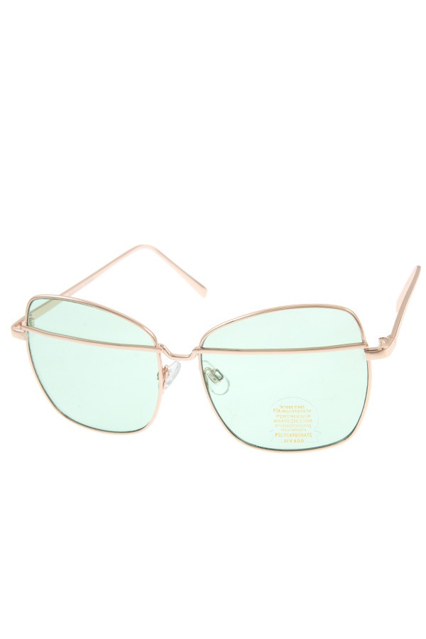 Metal accent color lens sunglasses