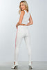 Ladies fashion  faux pearl accent crop top with pants set