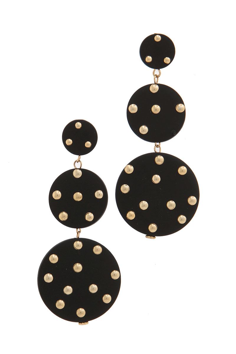 Circle stud linked drop earring