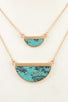 Half framed gemstone double row necklace