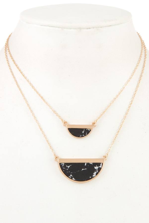 Half framed gemstone double row necklace