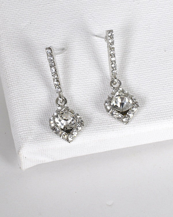 Crystal and Stone Studded Rhombus Shaped Drop Earrings id.31494