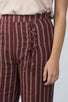 Ladies fashion high waisted stripe lace-up wide-leg pants