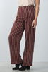 Ladies fashion high waisted stripe lace-up wide-leg pants