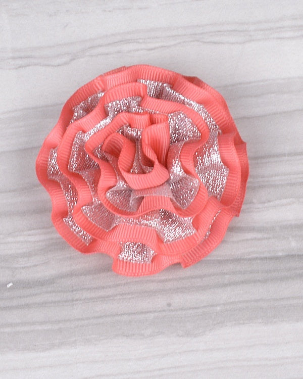 Ruffled Ribbon  Round Hair Clip