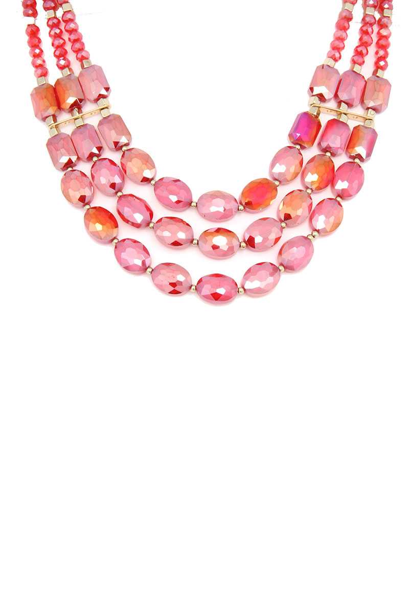 Oval Bead Multi Strand Necklace