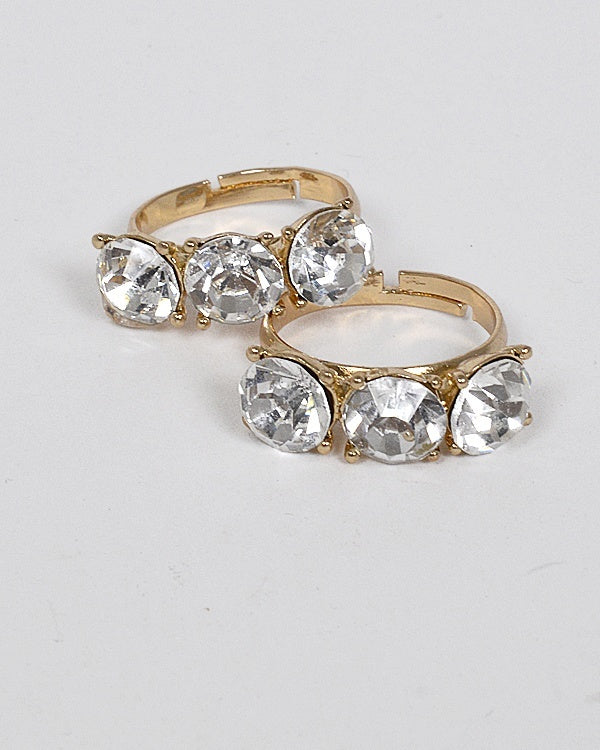 Set of Two Small Crystal Studded Ring