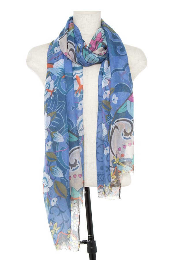 Floral pattern oblong scarf