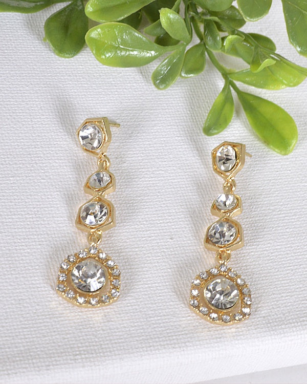 Crystal and Stone Embellished Drop Earrings