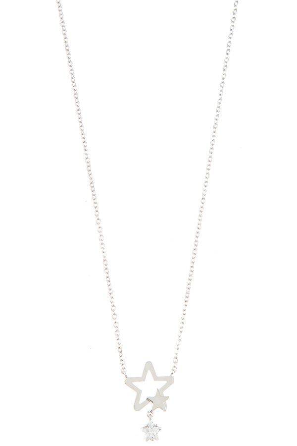 Dainty double star pendant necklace