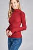 Ladies fashion plus size long sleeve turtle neck fitted rib sweater top