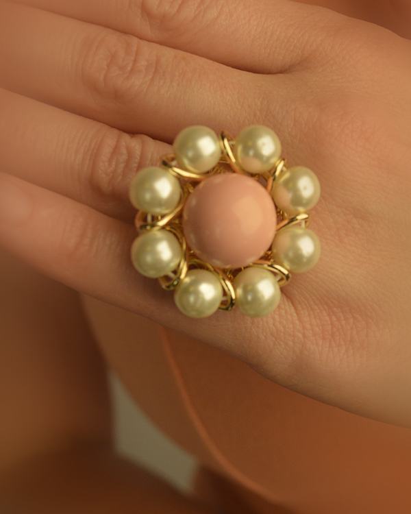 Floral Ring with Pearl Details