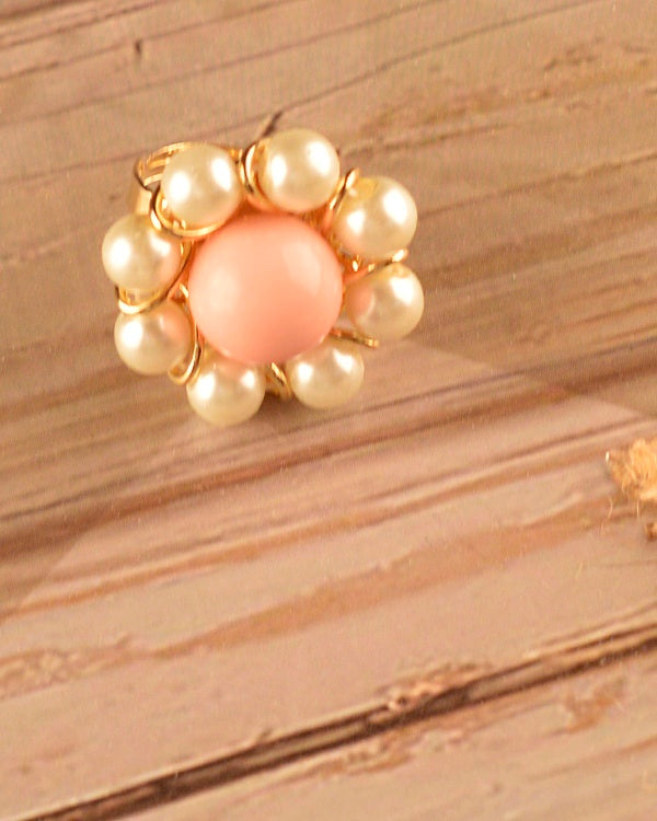 Floral Ring with Pearl Details