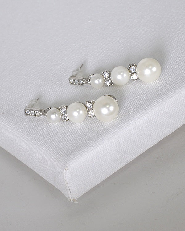 Pearl and Stone Studded Drop Earrings