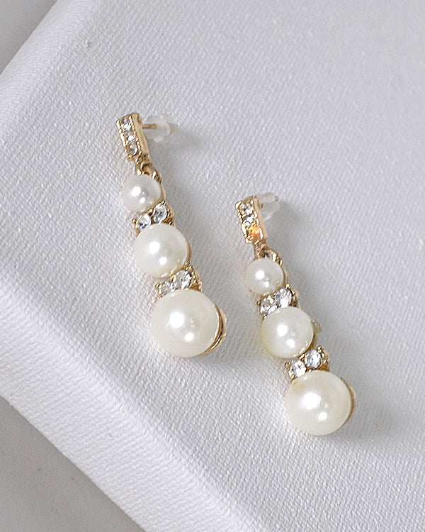 Pearl and Stone Studded Drop Earrings