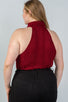 Ladies fashion plus size  cable knit turtleneck sleeveless bodysuit