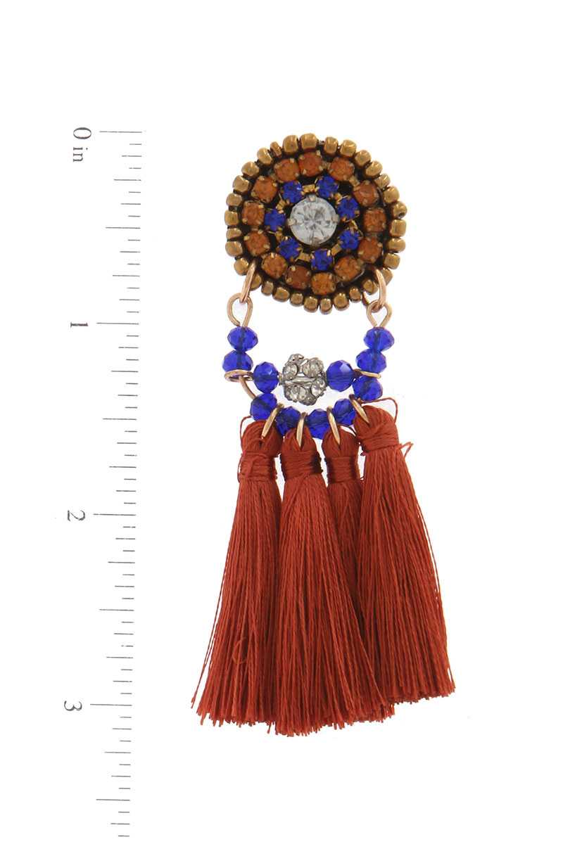 Beaded tassel drop earring