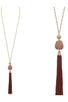 Natural stone leather tassel pendant necklace