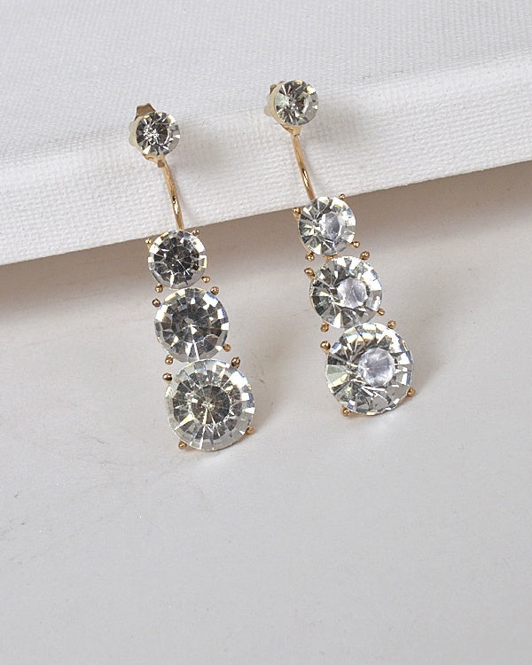 Multifaceted Crystal Three Tier Drop Earrings